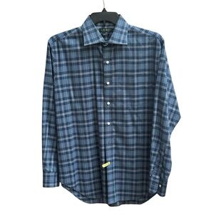 RALPH LAUREN Men's Navy Plaid Check Dress Shirt